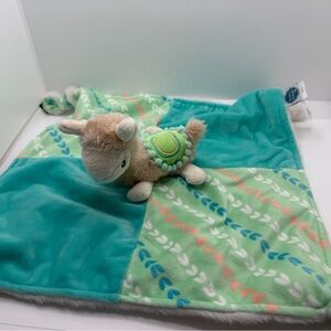 Plush Llama Security Blanket - Green and Cream